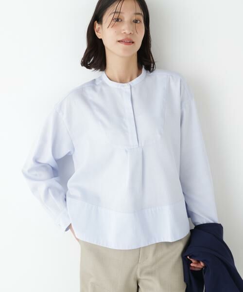 human woman / ヒューマンウーマン シャツ・ブラウス | ◆アイスコットンドビーシャツ（サックス）