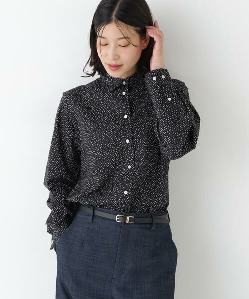 human woman / ヒューマンウーマン シャツ・ブラウス | ◆ドット柄ベーシックシャツ（モノトーンドット3）