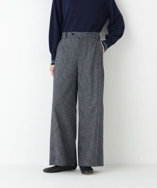 human woman / ヒューマンウーマン パンツ | ◆ツィードフラップセミワイド（ネイビー）