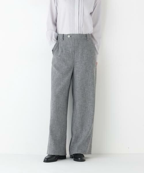 human woman / ヒューマンウーマン パンツ | ◆ツィードフラップセミワイド（グレー）