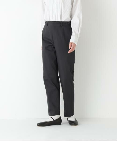 human woman / ヒューマンウーマン パンツ | ◆サテンストレッチ細身ストレートパンツ（チャコール1）