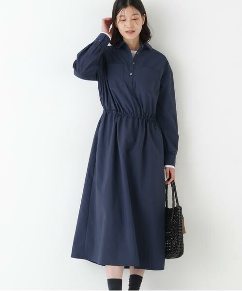 human woman / ヒューマンウーマン ワンピース | ◆ドロストシャツＯＰ（ネイビー）