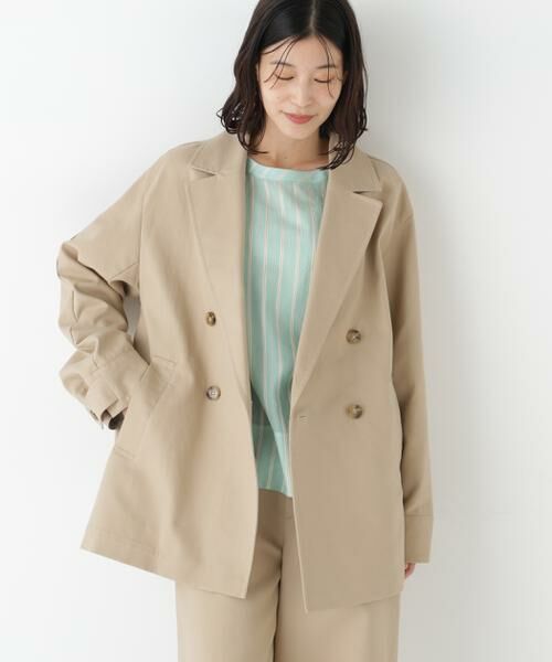 human woman / ヒューマンウーマン テーラードジャケット | ◆チノミディトレンチ（ベージュ）
