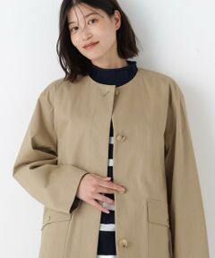 human woman / ヒューマンウーマン アウター | ◆ライナー付きフラップノーカラーコート