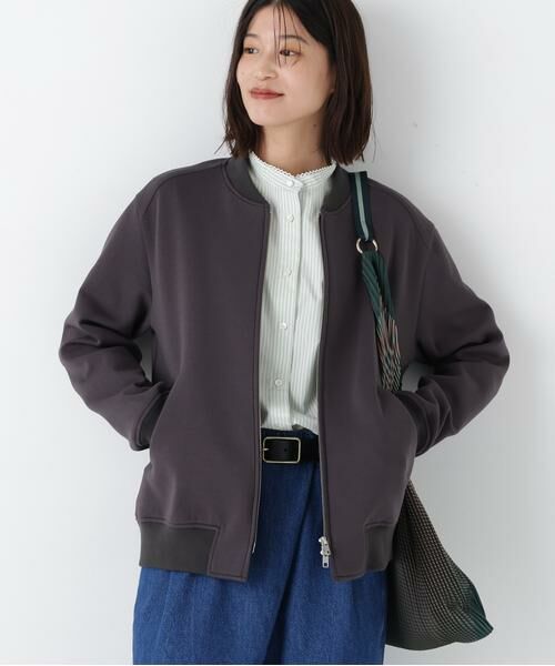 human woman / ヒューマンウーマン ブルゾン | ◆ダンボールボンバーブルゾン(チャコール1)