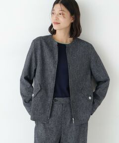 human woman / ヒューマンウーマン ブルゾン | ◆リングツィードノーカラーブルゾン