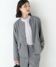 ◆リングツィードノーカラーブルゾン