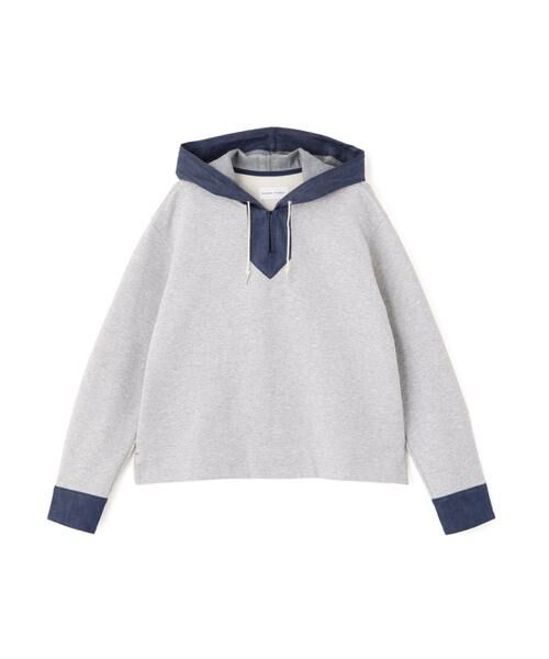 human woman / ヒューマンウーマン カットソー | ◆デニムドッキングフーディープルオーバー | 詳細6