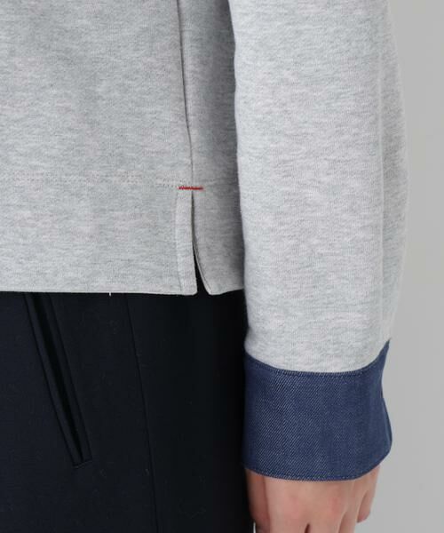 human woman / ヒューマンウーマン カットソー | ◆デニムドッキングフーディープルオーバー | 詳細16