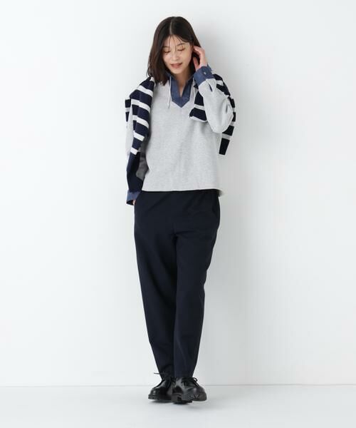 human woman / ヒューマンウーマン カットソー | ◆デニムドッキングフーディープルオーバー | 詳細8