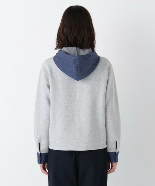 human woman / ヒューマンウーマン カットソー | ◆デニムドッキングフーディープルオーバー | 詳細12