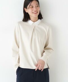 human woman / ヒューマンウーマン カットソー | ◆シャツカラードッキングプルオーバー