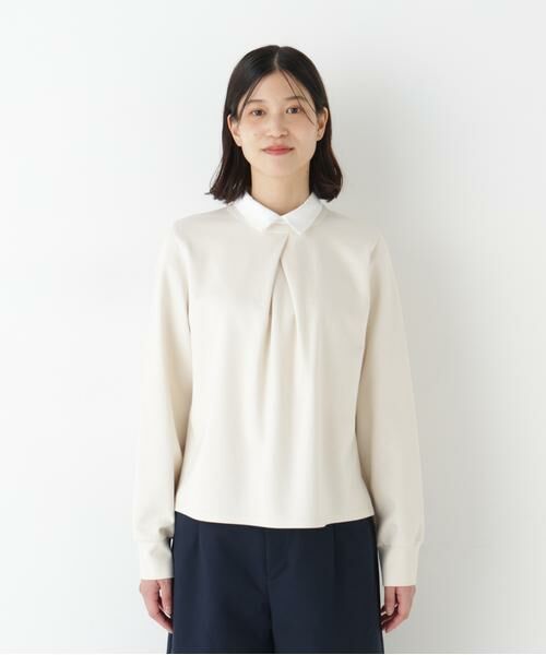 human woman / ヒューマンウーマン カットソー | ◆シャツカラードッキングプルオーバー | 詳細3