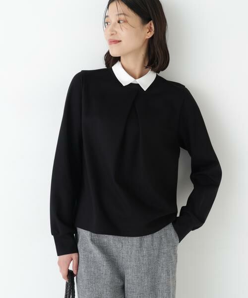 human woman / ヒューマンウーマン カットソー | ◆シャツカラードッキングプルオーバー | 詳細8