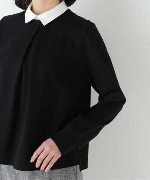 human woman / ヒューマンウーマン カットソー | ◆シャツカラードッキングプルオーバー | 詳細14
