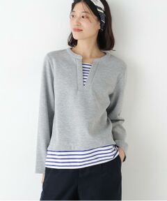 human woman / ヒューマンウーマン カットソー | ◆ボーダー重ね着風ＰＯ