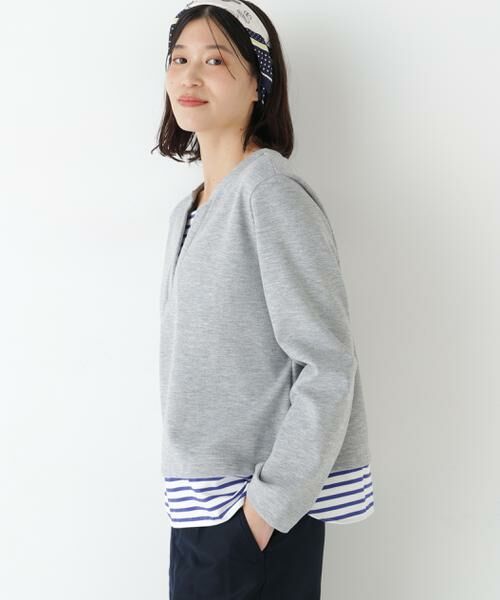 human woman / ヒューマンウーマン カットソー | ◆ボーダー重ね着風ＰＯ | 詳細2