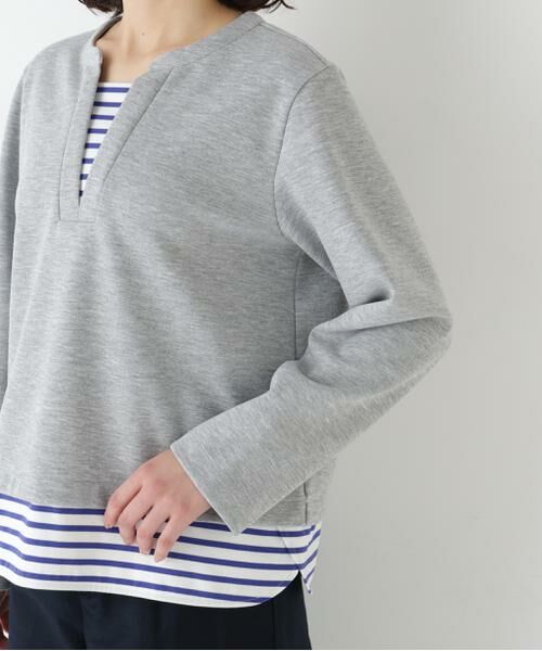 human woman / ヒューマンウーマン カットソー | ◆ボーダー重ね着風ＰＯ | 詳細8