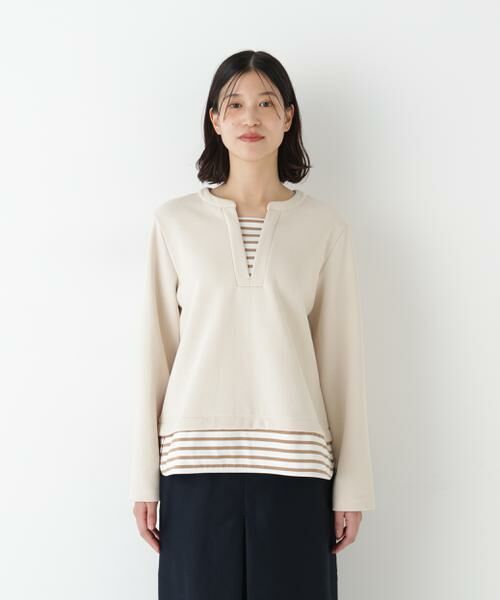 human woman / ヒューマンウーマン カットソー | ◆ボーダー重ね着風ＰＯ | 詳細13