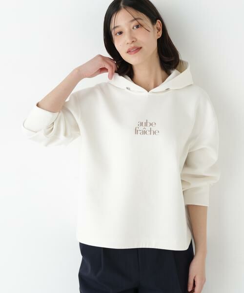 human woman / ヒューマンウーマン カットソー | ◆ロゴフーディーダンボールプルオーバー（エクリュ1）