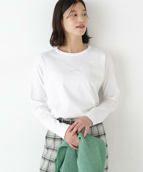 human woman / ヒューマンウーマン カットソー | ◆ロゴ長袖Ｔシャツ（ホワイト）