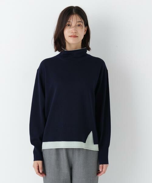 human woman / ヒューマンウーマン ニット・セーター | ◆ウールＭＩＸハイゲージバイカラータートルＰ／Ｏ | 詳細3