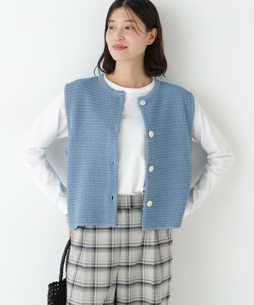 human woman / ヒューマンウーマン ニット・セーター | ◆ギマコットン地柄ベスト | 詳細2