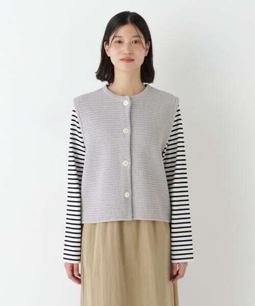 human woman / ヒューマンウーマン ニット・セーター | ◆ギマコットン地柄ベスト | 詳細9