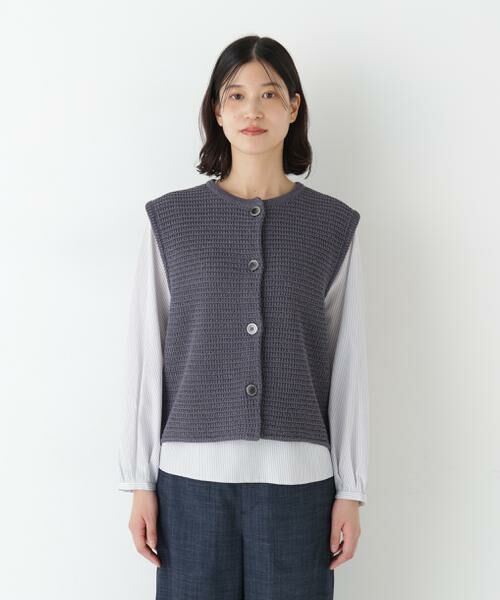 human woman / ヒューマンウーマン ニット・セーター | ◆ギマコットン地柄ベスト | 詳細18