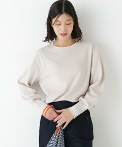 human woman / ヒューマンウーマン ニット・セーター | ◆オーガニックコットン混ライン入プルオーバー