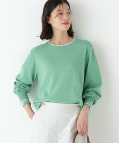 human woman / ヒューマンウーマン ニット・セーター | ◆オーガニックコットン混ライン入プルオーバー