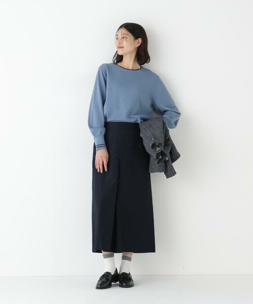 human woman / ヒューマンウーマン ニット・セーター | ◆オーガニックコットン混ライン入プルオーバー | 詳細2