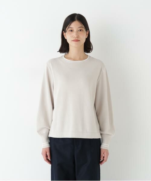 human woman / ヒューマンウーマン ニット・セーター | ◆オーガニックコットン混ライン入プルオーバー | 詳細9