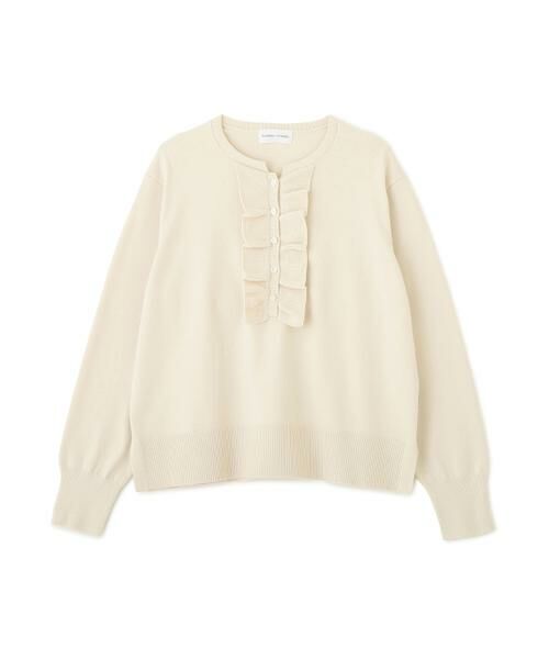 human woman / ヒューマンウーマン ニット・セーター | ◆オーガニックコットン混プレーティング前立フリルプルオーバー | 詳細1