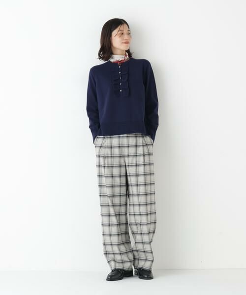 human woman / ヒューマンウーマン ニット・セーター | ◆オーガニックコットン混プレーティング前立フリルプルオーバー | 詳細12