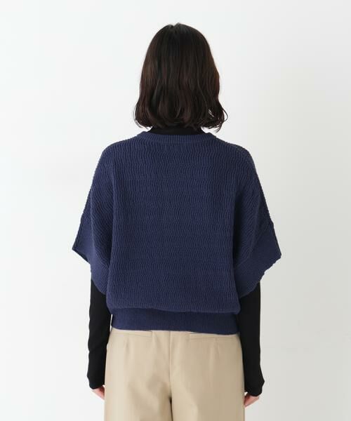 human woman / ヒューマンウーマン ニット・セーター | ◆綿ポリエステルヘリンボーン柄半袖はおり | 詳細5