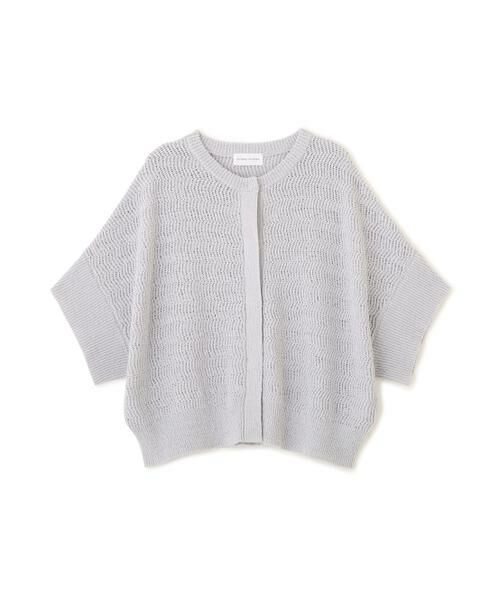 human woman / ヒューマンウーマン ニット・セーター | ◆綿ポリエステルヘリンボーン柄半袖はおり | 詳細7