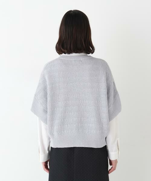 human woman / ヒューマンウーマン ニット・セーター | ◆綿ポリエステルヘリンボーン柄半袖はおり | 詳細12
