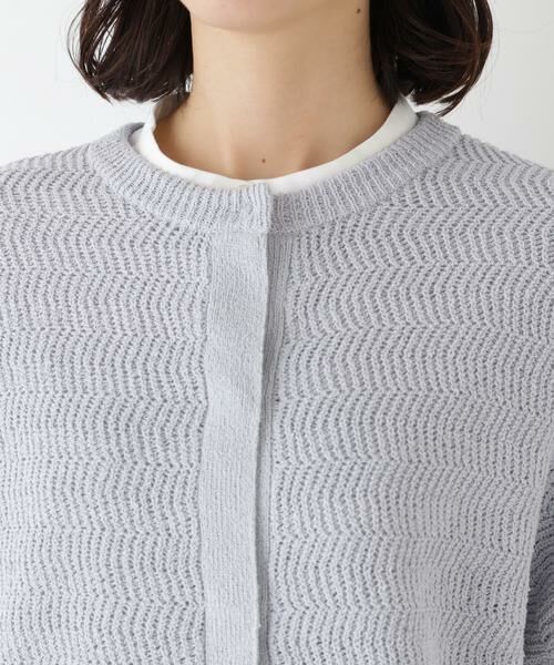 human woman / ヒューマンウーマン ニット・セーター | ◆綿ポリエステルヘリンボーン柄半袖はおり | 詳細13