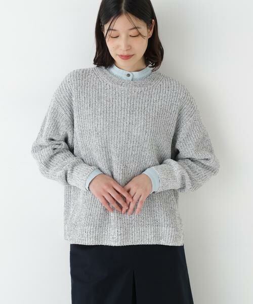 human woman / ヒューマンウーマン ニット・セーター | ◆ネップ入ペーパーヤーン片畦クルーネックプルオーバー | 詳細2