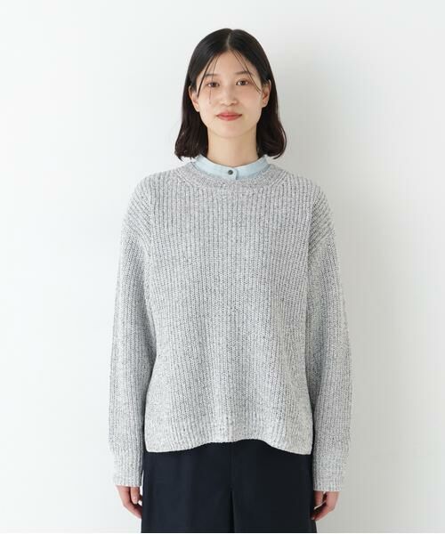 human woman / ヒューマンウーマン ニット・セーター | ◆ネップ入ペーパーヤーン片畦クルーネックプルオーバー | 詳細4