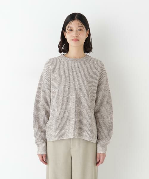 human woman / ヒューマンウーマン ニット・セーター | ◆ネップ入ペーパーヤーン片畦クルーネックプルオーバー | 詳細9