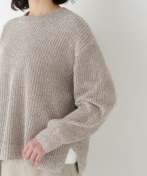 human woman / ヒューマンウーマン ニット・セーター | ◆ネップ入ペーパーヤーン片畦クルーネックプルオーバー | 詳細13