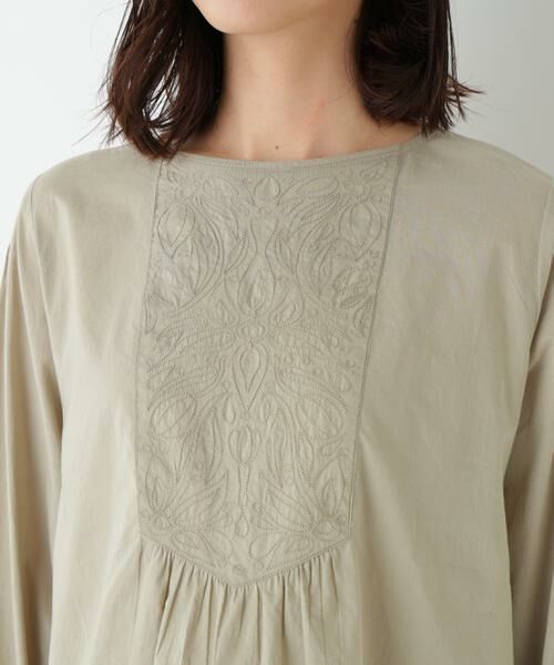 human woman / ヒューマンウーマン シャツ・ブラウス | ◆インドキルトヨークノーカラーブラウス | 詳細8