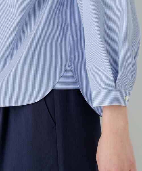 human woman / ヒューマンウーマン シャツ・ブラウス | ◆綿ポリエステル先染ノーカラーブラウス | 詳細9