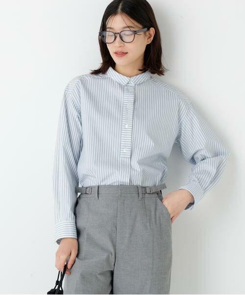 human woman / ヒューマンウーマン シャツ・ブラウス | ◆ストライプ形態安定ボックスブラウス | 詳細2
