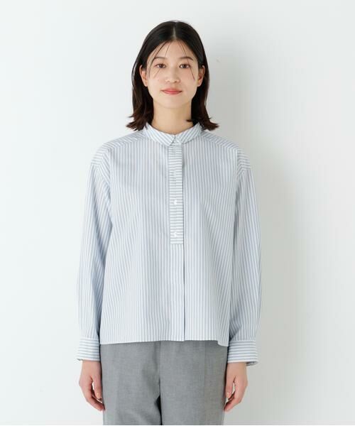 human woman / ヒューマンウーマン シャツ・ブラウス | ◆ストライプ形態安定ボックスブラウス | 詳細4