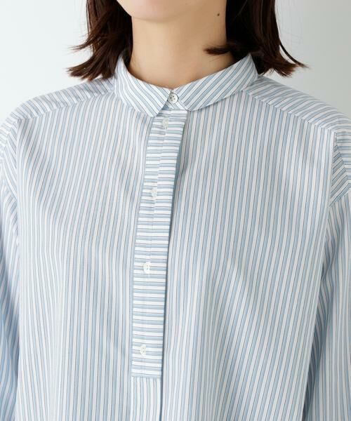 human woman / ヒューマンウーマン シャツ・ブラウス | ◆ストライプ形態安定ボックスブラウス | 詳細7