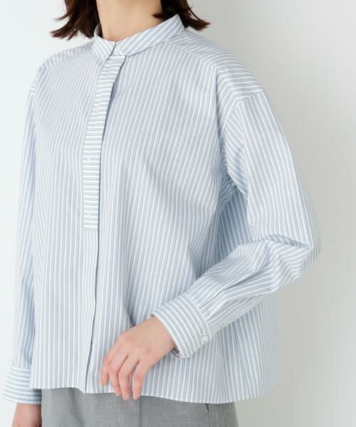 human woman / ヒューマンウーマン シャツ・ブラウス | ◆ストライプ形態安定ボックスブラウス | 詳細8
