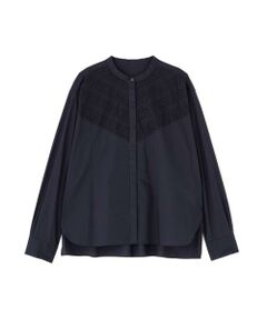 human woman / ヒューマンウーマン シャツ・ブラウス | ◆レースドッキングバンドカラーブラウス